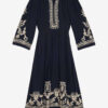 Vestido largo de crepé bordado Feliana