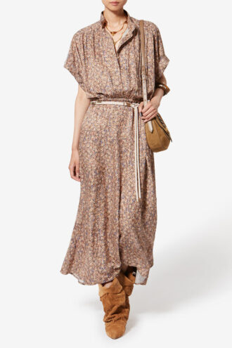 Vestido largo de jacquard de seda con estampado floral Ansley