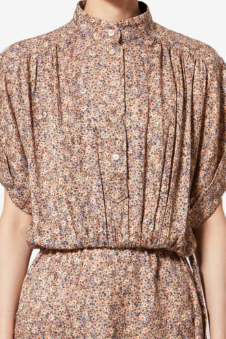 Vestido largo de jacquard de seda con estampado floral Ansley