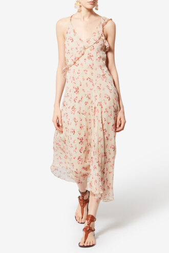 Vestido largo de muselina estampada con tirantes finos Luxie