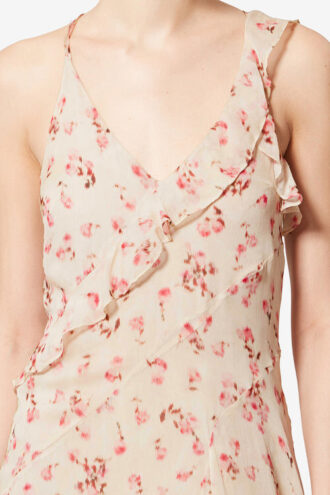 Vestido largo de muselina estampada con tirantes finos Luxie