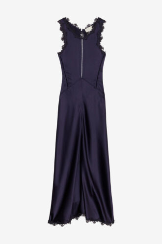 Vestido largo de satén y encaje Jadelia