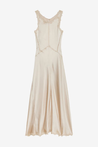 Vestido largo de satén y encaje Jadelia