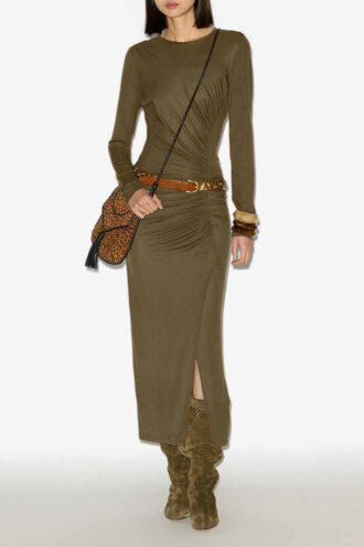 Vestido largo drapeado de jersey Jelina