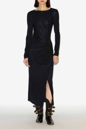 Vestido largo drapeado de jersey Jelina
