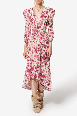 Vestido largo estampado de seda elástica Albini