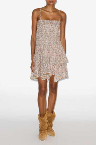 Vestido ligero de algodón estampado con fruncidos Anka Vestido ligero de algodón estampado con fruncidos Anka