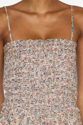 Vestido ligero de algodón estampado con fruncidos Anka Vestido ligero de algodón estampado con fruncidos Anka