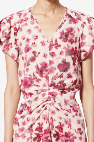 Vestido midi elástico de seda estampado Terenae