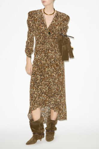 Vestido midi fruncido de mezcla de seda Albini