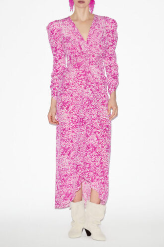 Vestido midi fruncido de mezcla de seda Albini