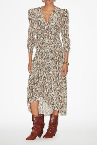 Vestido midi fruncido de mezcla de seda Albini