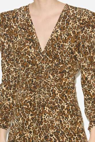 Vestido midi fruncido de mezcla de seda Albini
