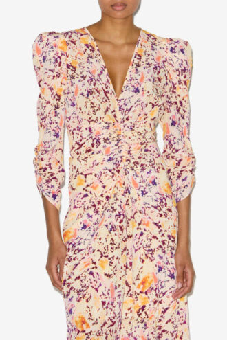 Vestido midi fruncido de mezcla de seda Albini