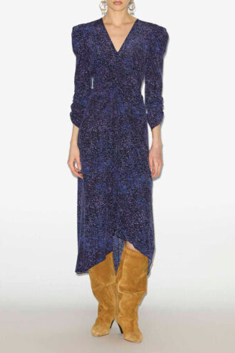 Vestido midi fruncido de seda estampada de Albini
