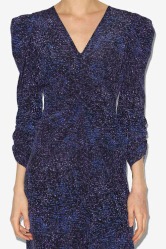 Vestido midi fruncido de seda estampada de Albini