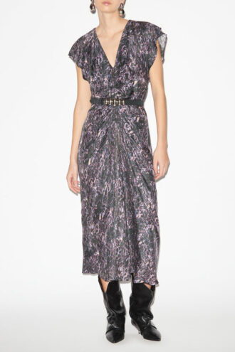 Vestido midi fruncido estampado Lyndsay