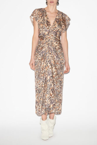 Vestido midi fruncido estampado Lyndsay
