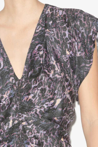 Vestido midi fruncido estampado Lyndsay