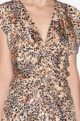 Vestido midi fruncido estampado Lyndsay