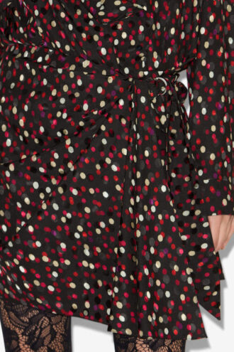 Vestido Ora de seda drapeado con estampado de lunares