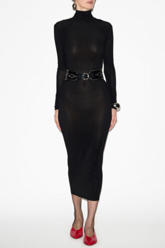 Vestido Vanessa de cuello vuelto en jersey liso Vestido Vanessa de cuello vuelto en jersey liso