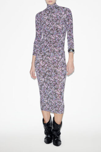 Vestido Vanessa de cuello vuelto en jersey liso Vestido Vanessa de cuello vuelto en jersey liso
