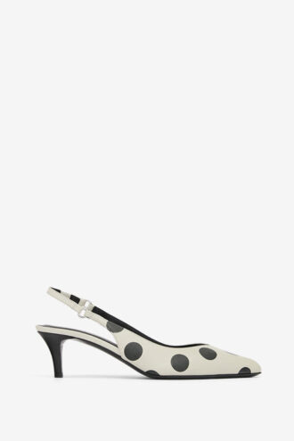 Zapatos de tacón con talón abierto y estampado de lunares de cuero Paldo