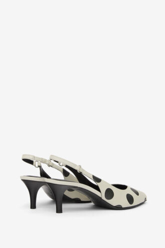 Zapatos de tacón con talón abierto y estampado de lunares de cuero Paldo