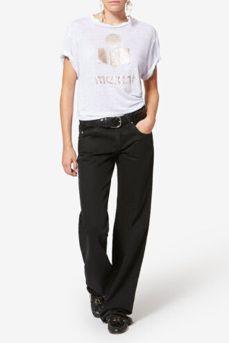 Zewel Camiseta de lino liso con logotipo