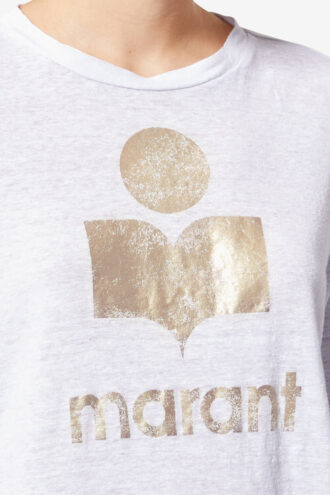 Zewel Camiseta de lino liso con logotipo